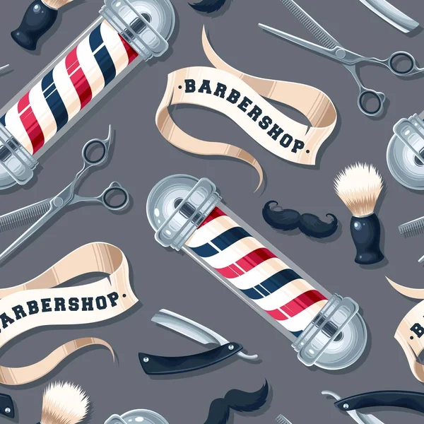 Padrão de vetor sem costura com suprimentos de barbearia —  Vetores de Stock