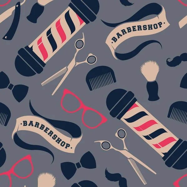 Berber dükkanı malzemeleriyle kusursuz vektör deseni