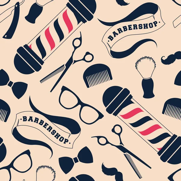 Berber dükkanı malzemeleriyle kusursuz vektör deseni