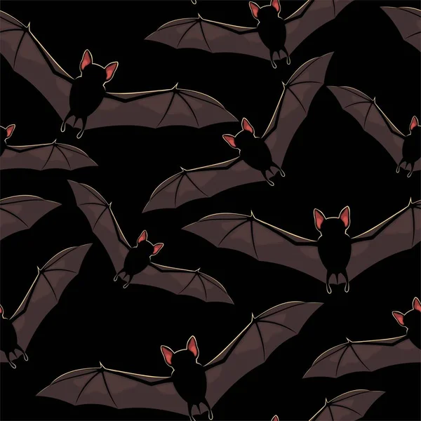 Wektor bezszwowy wzór halloween z latającym nietoperzem — Wektor stockowy