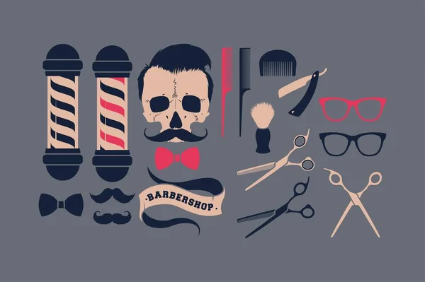 Grande conjunto vetorial de suprimentos de barbearia —  Vetores de Stock