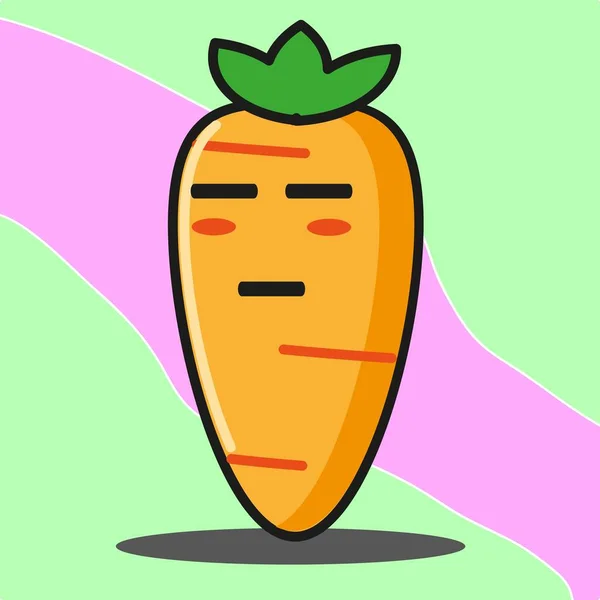 Милі Морквяні Овочі Мультфільм Обличчя Талісман Символ Векторний Дизайн — стоковий вектор