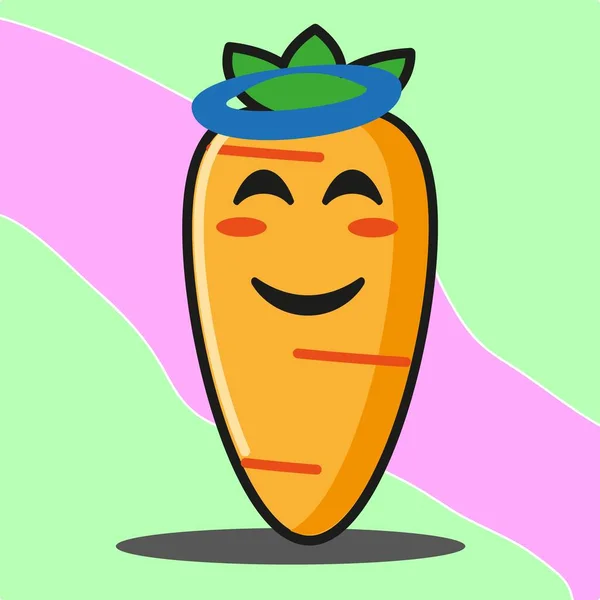 Mignon Carotte Légumes Dessin Animé Visage Mascotte Personnage Vecteur Conception — Image vectorielle