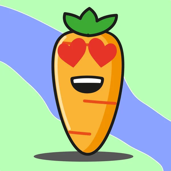 Mignon Carotte Légumes Dessin Animé Visage Mascotte Personnage Vecteur Conception — Image vectorielle