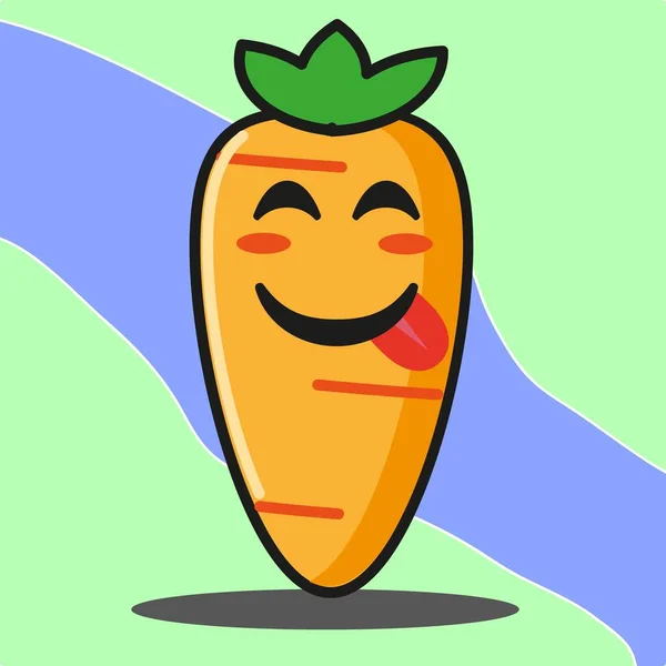 Mignon Carotte Légumes Dessin Animé Visage Mascotte Personnage Vecteur Conception — Image vectorielle