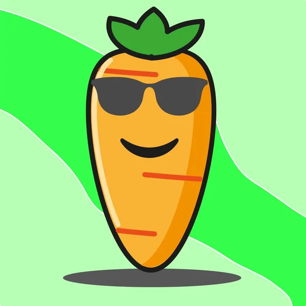 Mignon Carotte Légumes Dessin Animé Visage Mascotte Personnage Vecteur Conception — Image vectorielle