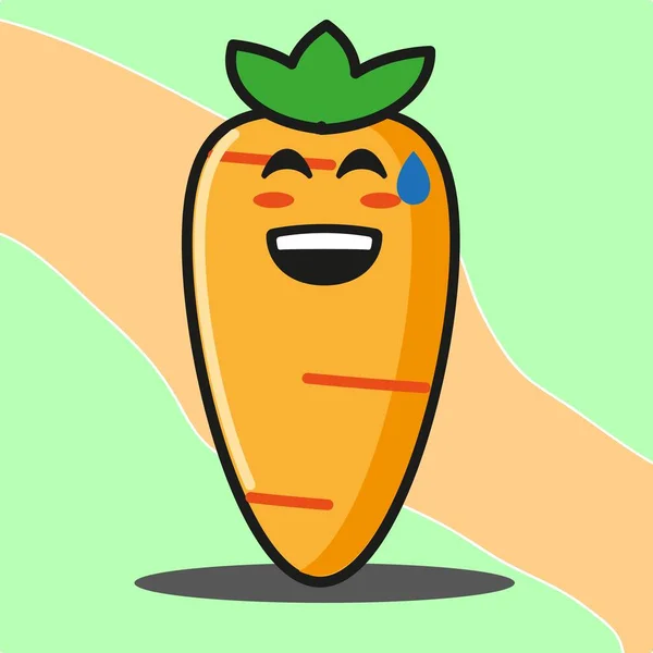 Mignon Carotte Légumes Dessin Animé Visage Mascotte Personnage Vecteur Conception — Image vectorielle