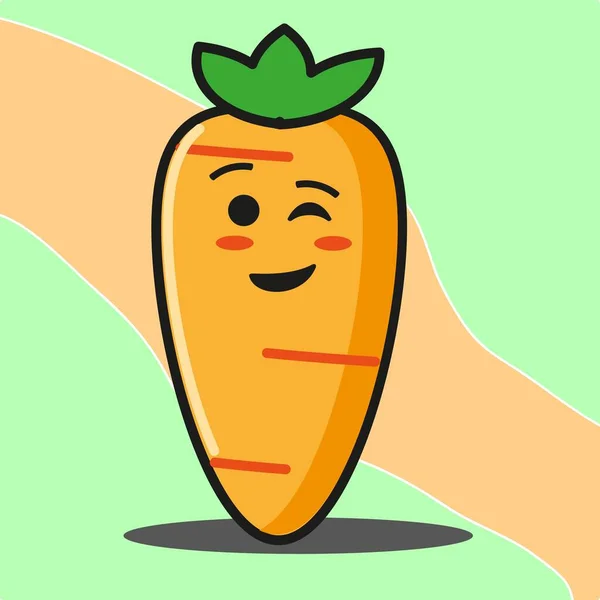Милі Морквяні Овочі Мультфільм Обличчя Талісман Символ Векторний Дизайн — стоковий вектор