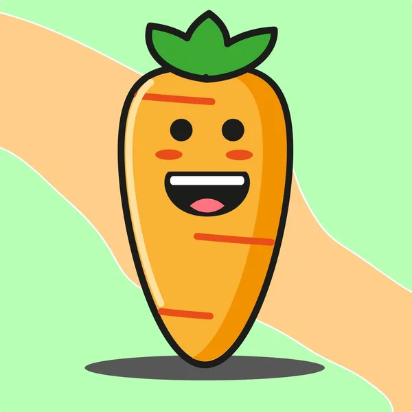 胡萝卜蔬菜卡通面吉祥物矢量设计 — 图库矢量图片