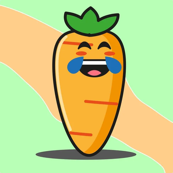 Mignon Carotte Légumes Dessin Animé Visage Mascotte Personnage Vecteur Conception — Image vectorielle