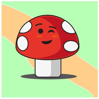 Şirin mantar sebzeleri çizgi film yüz maskotu karakter tasarımı