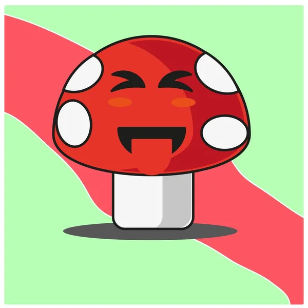 Cute Mushroom Vegetables Cartoon Face Mascot Character Vector Design — Stock Vector