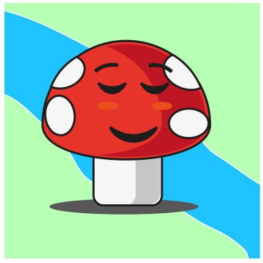 Şirin mantar sebzeleri çizgi film yüz maskotu karakter tasarımı