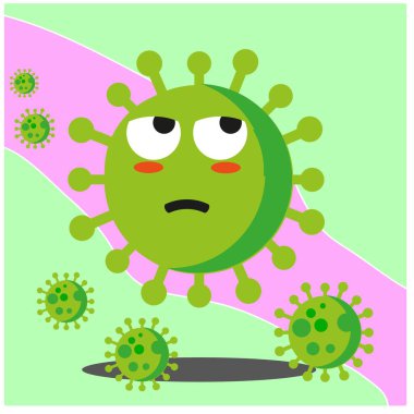 Coronavirus karikatür yüz maskotu karakter tasarımı