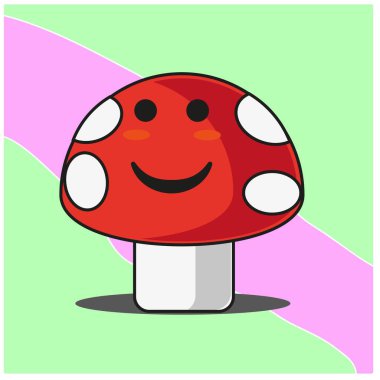 Şirin mantar sebzeleri çizgi film yüz maskotu karakter tasarımı