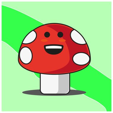 Şirin mantar sebzeleri çizgi film yüz maskotu karakter tasarımı