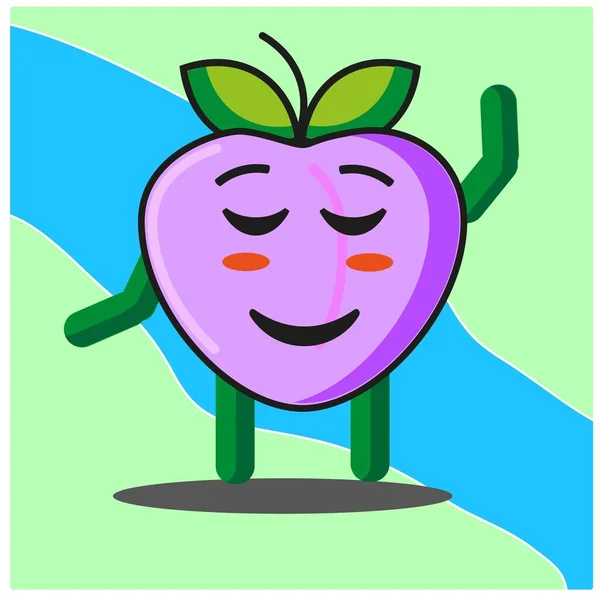 Cute Peach Fruits Cartoon Face Mascot Character Hand Leg Vector — Stock Vector
