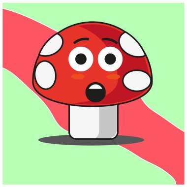 Şirin mantar sebzeleri çizgi film yüz maskotu karakter tasarımı