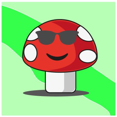 Şirin mantar sebzeleri çizgi film yüz maskotu karakter tasarımı