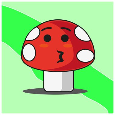 Şirin mantar sebzeleri çizgi film yüz maskotu karakter tasarımı