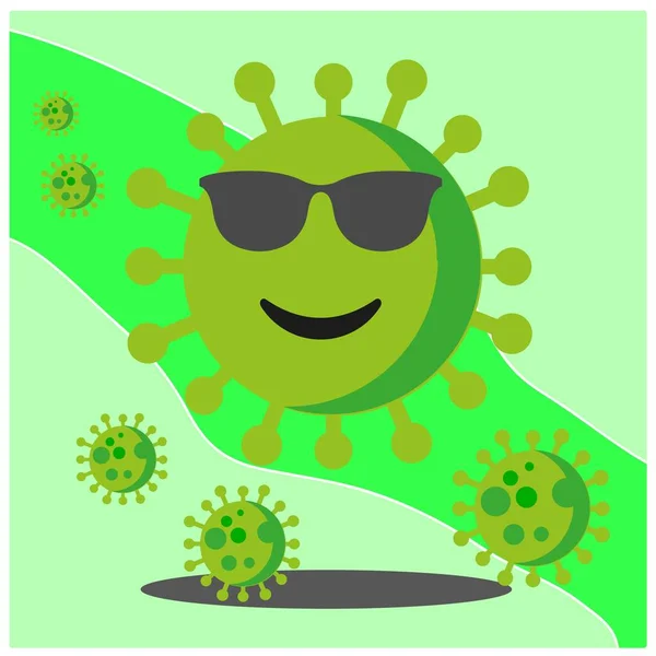 Coronavirus Desenho Animado Rosto Mascote Personagem Vetor Design — Vetor de Stock