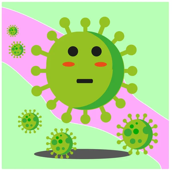 Coronavirus Karikatür Yüz Maskotu Karakter Tasarımı — Stok Vektör