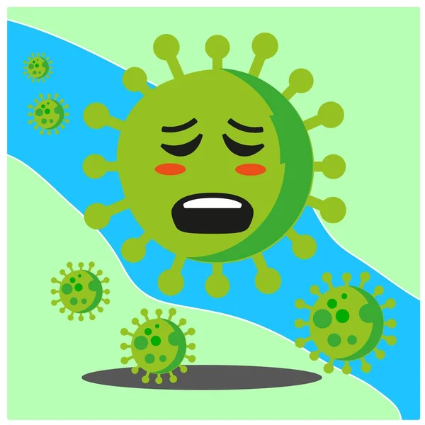 Coronavirus Karikatura Tvář Maskot Znak Vektor Design — Stockový vektor
