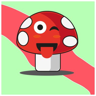 Şirin mantar sebzeleri çizgi film yüz maskotu karakter tasarımı