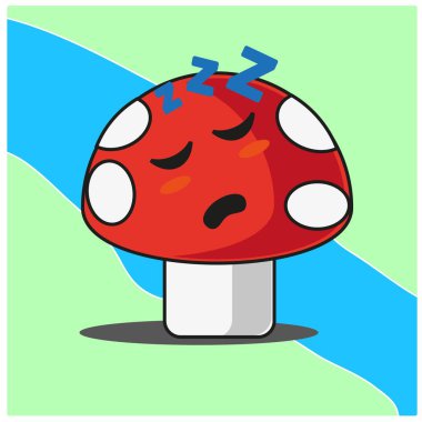 Şirin mantar sebzeleri çizgi film yüz maskotu karakter tasarımı