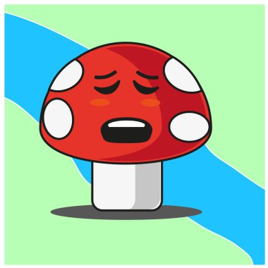 Şirin mantar sebzeleri çizgi film yüz maskotu karakter tasarımı