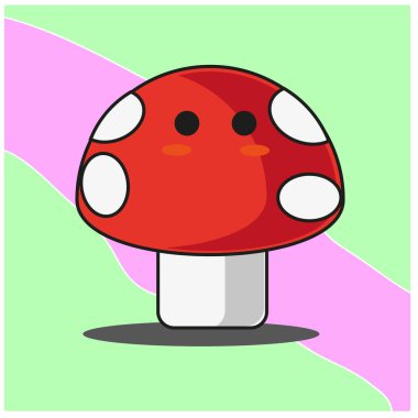 Şirin mantar sebzeleri çizgi film yüz maskotu karakter tasarımı