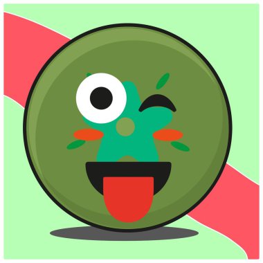 Tatlı bir dilim kivi meyveli çizgi film yüzü maskot karakter vektör tasarımı