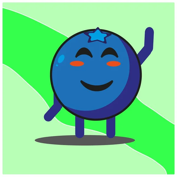 Lindo Personaje Mascota Cara Dibujos Animados Fruta Arándano Con Diseño — Archivo Imágenes Vectoriales