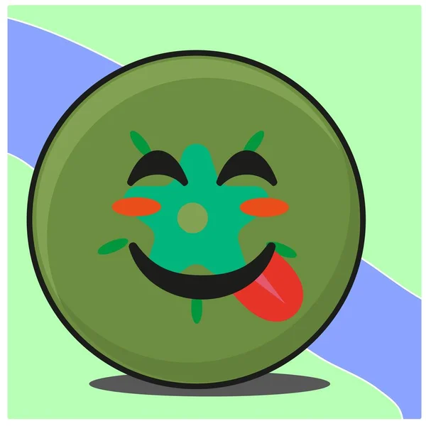 Linda Rebanada Kiwi Fruta Dibujos Animados Cara Mascota Carácter Vector — Vector de stock