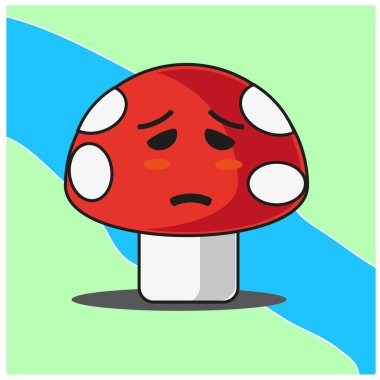 Şirin mantar sebzeleri çizgi film yüz maskotu karakter tasarımı