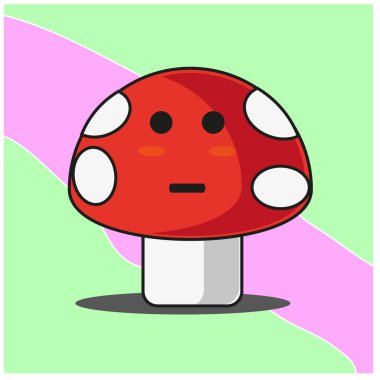 Şirin mantar sebzeleri çizgi film yüz maskotu karakter tasarımı