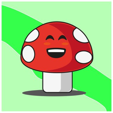 Şirin mantar sebzeleri çizgi film yüz maskotu karakter tasarımı