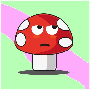 Şirin mantar sebzeleri çizgi film yüz maskotu karakter tasarımı