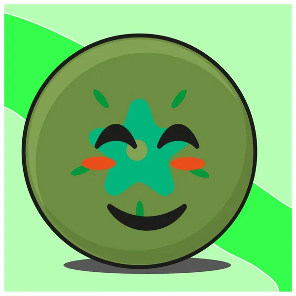 Linda Rebanada Kiwi Fruta Dibujos Animados Cara Mascota Carácter Vector — Archivo Imágenes Vectoriales