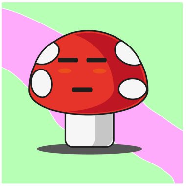 Şirin mantar sebzeleri çizgi film yüz maskotu karakter tasarımı