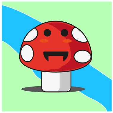 Şirin mantar sebzeleri çizgi film yüz maskotu karakter tasarımı