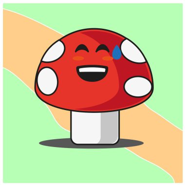 Şirin mantar sebzeleri çizgi film yüz maskotu karakter tasarımı