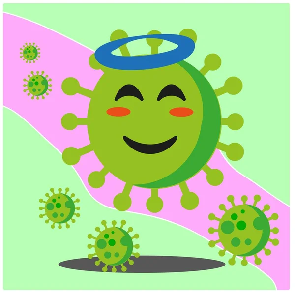 Coronavirus Cartoon Gezicht Mascotte Karakter Vector Ontwerp — Stockvector