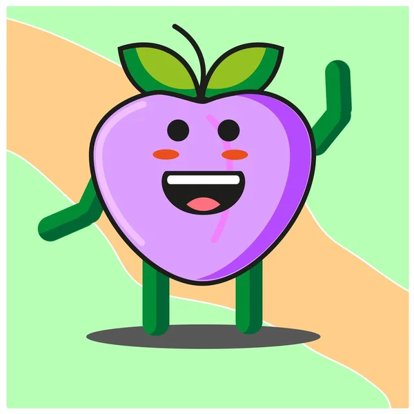 Cute Peach Fruits Cartoon Face Mascot Character Hand Leg Vector — Stock Vector