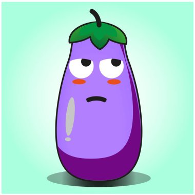 Şirin patlıcan sebzeleri çizgi film karakteri tasarımı