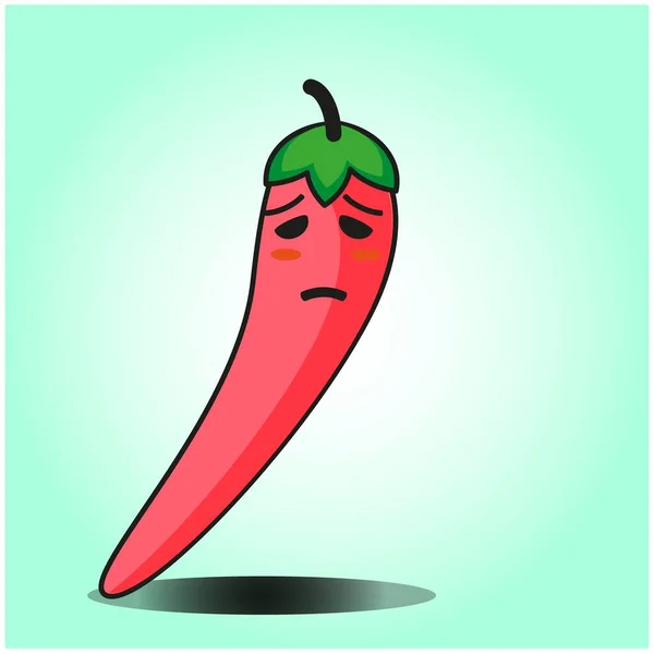 Carino Messicano Peperoncino Verdure Emoticon Cartone Animato Mascotte Personaggio Design — Vettoriale Stock
