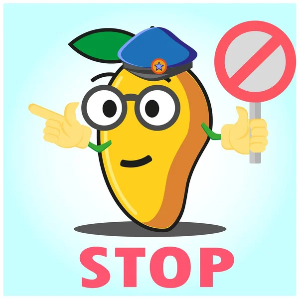 Lindo Personaje Dibujos Animados Policía Mango Con Sombrero Policía Manos — Vector de stock