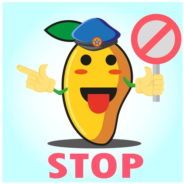 Lindo Personaje Dibujos Animados Policía Mango Con Sombrero Policía Manos — Vector de stock