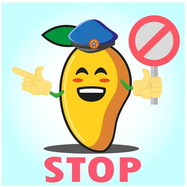 Lindo Personaje Dibujos Animados Policía Mango Con Sombrero Policía Manos — Vector de stock
