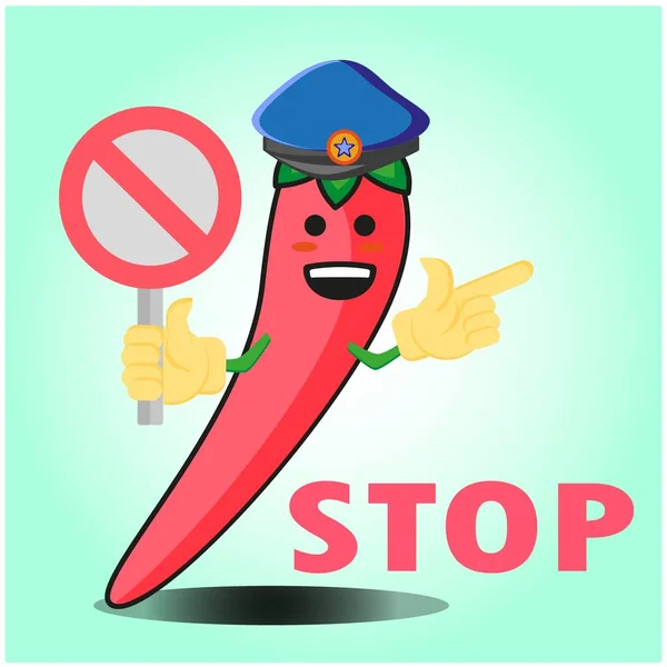 Lindo Personaje Dibujos Animados Oficial Policía Chile Mexicano Con Sombrero — Vector de stock